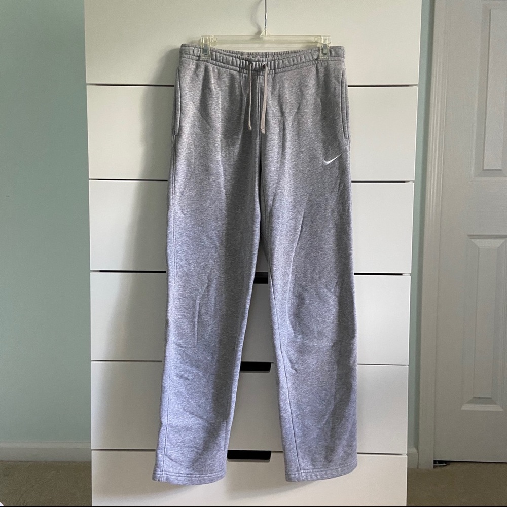 small light gray Nike open bottom sweatpants